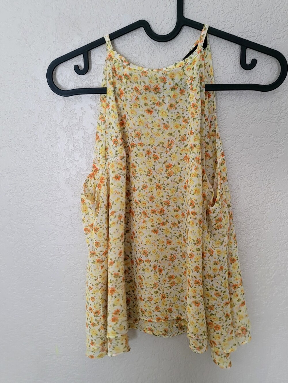 Light Yellow Floral Spaghetti-Strap Camisole